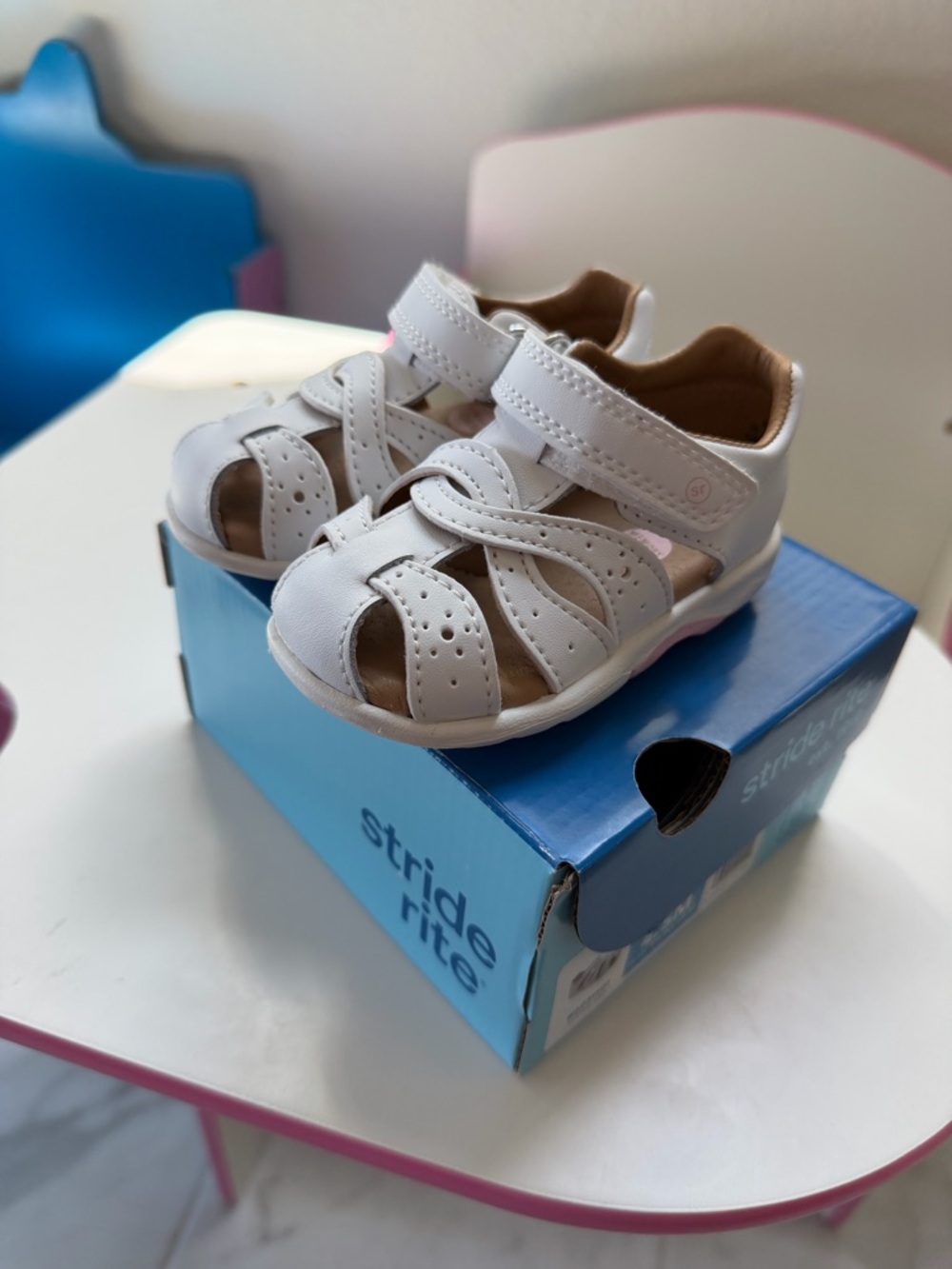 Stride Rite White Toddler Leather Fisherman Sandals